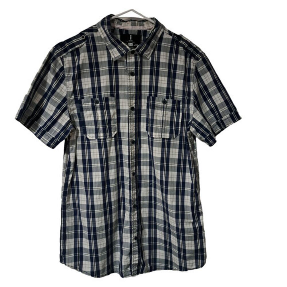 i Jeans by Buffalo Mens‎ Relaxed fit Button up Shirt Blue Plaid M 100% Cotton
